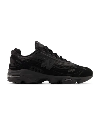Pantofi sport din piele si piele nabuc cu garnituri din material textil M 1000 - Negru