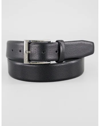 HUGO - Curea de piele cu catarama metalica - Negru
