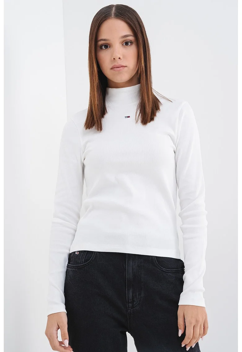 Bluza slim fit din amestec de bumbac - Alb