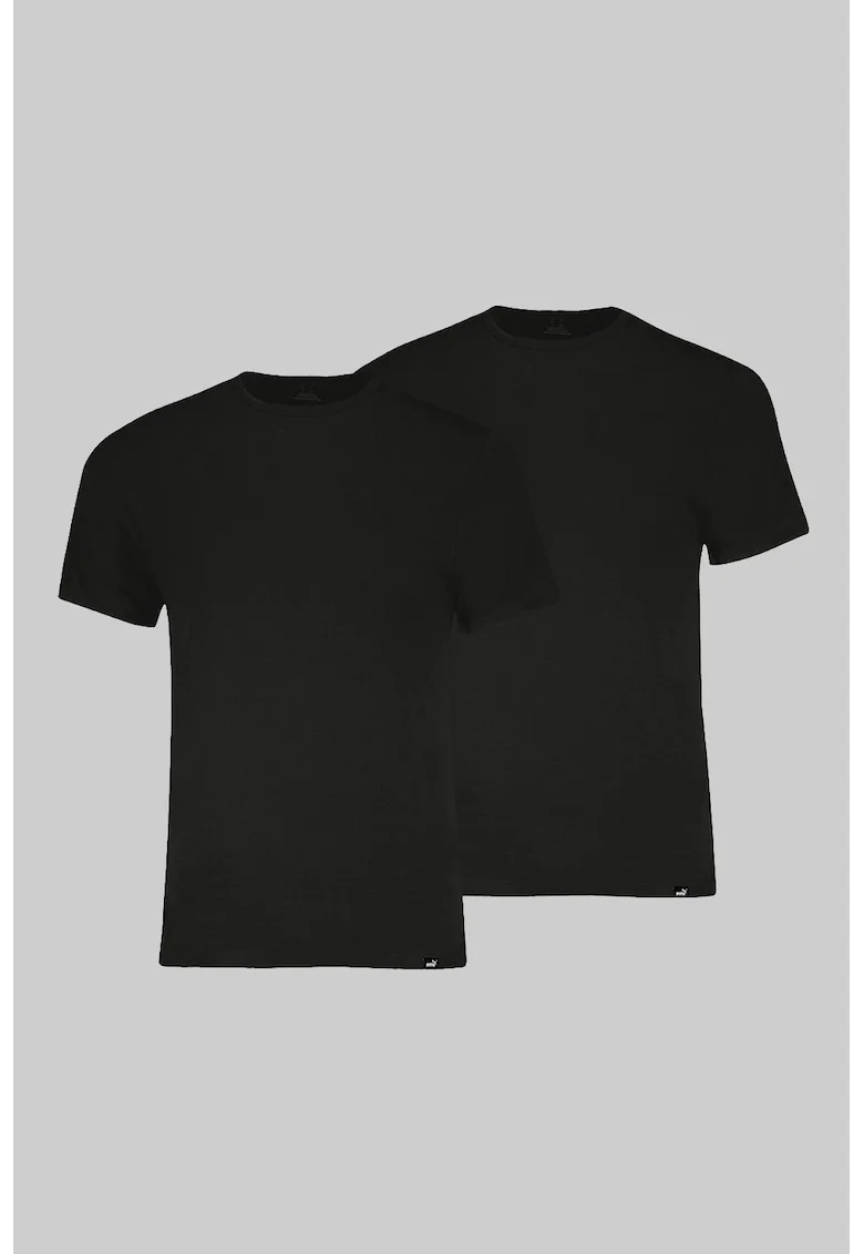 Set de tricouri uni cu decolteu la baza gatului - 2 piese - Negru