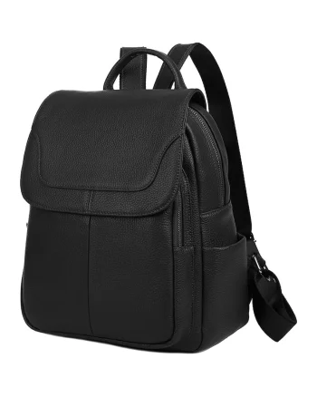 Rucsac din piele cu buzunare multiple Cael - Negru stins