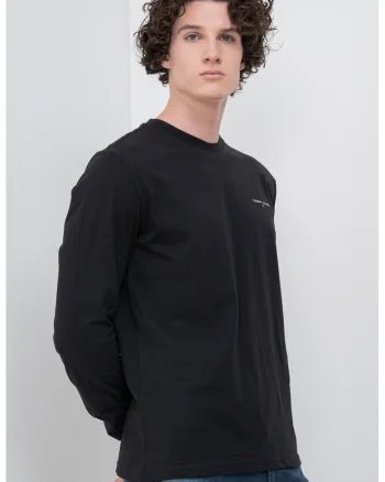 Bluza slim fit cu decolteu la baza gatului - Negru