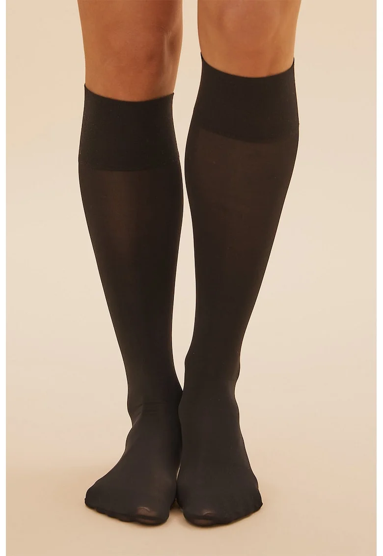 Set de sosete lungi pana la genunchi 40 Den - 2 perechi - Negru stins