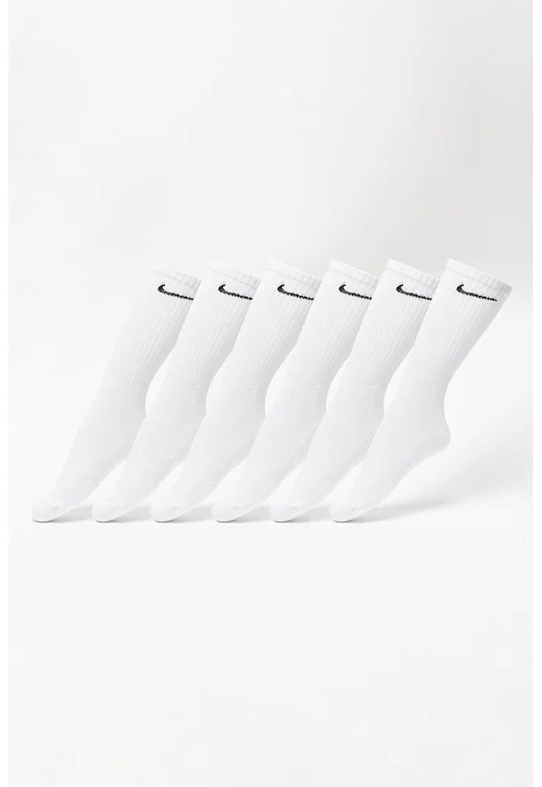 Set de 6 perechi de sosete lungi pentru antrenament Everyday - Alb/Negru