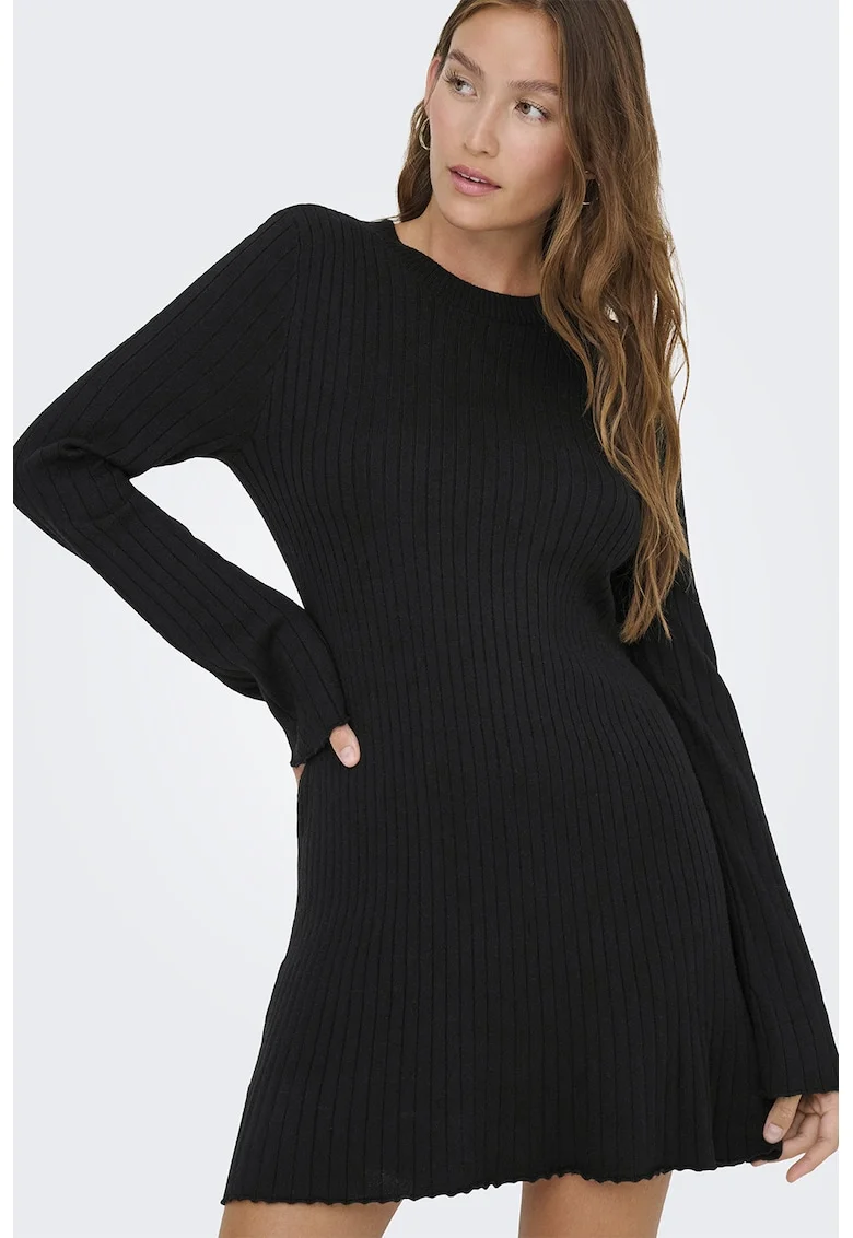 Rochie tricotata si striata - Negru