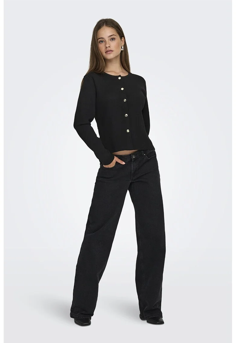 Cardigan slim fit cu capse - Negru