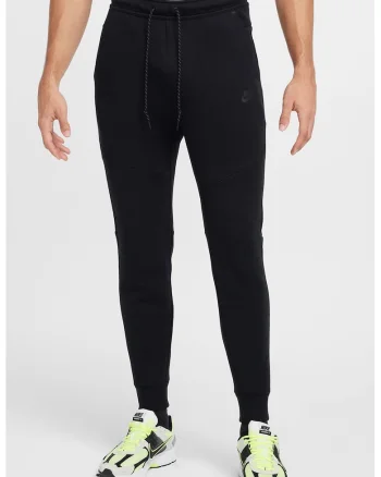 Pantaloni de trening din amestec de bumbac cu talie ajustabilia - Negru