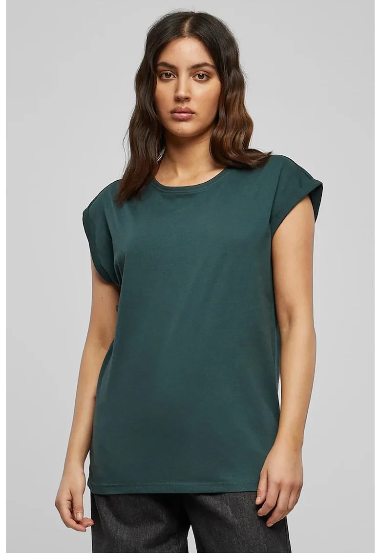 Tricou de bumbac cu decolteu rotund - Verde inchis