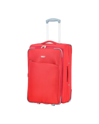Troler mediu extensibil  SW233 - 62x39.5x22.5 cm - +30% capacitate - bagaj de cala - poliester - 2 roti - rosu
