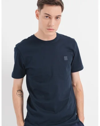 Tricou din bumbac cu aplicatie logo Tales - Bleumarin