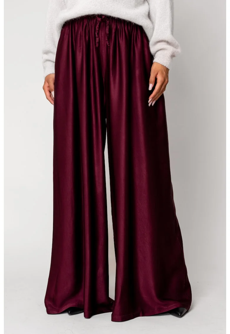Pantaloni lung din mix de matase Burgundy 18067 - Visiniu