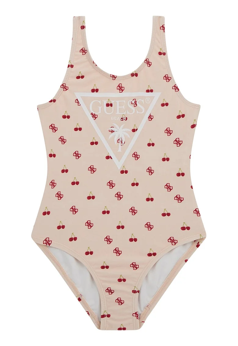 Costum de baie intreg cu logo - Rosu/Piersica