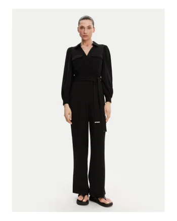 Salopeta cu maneci lungi si cordon - DD3K284A - 100% poliester - Negru