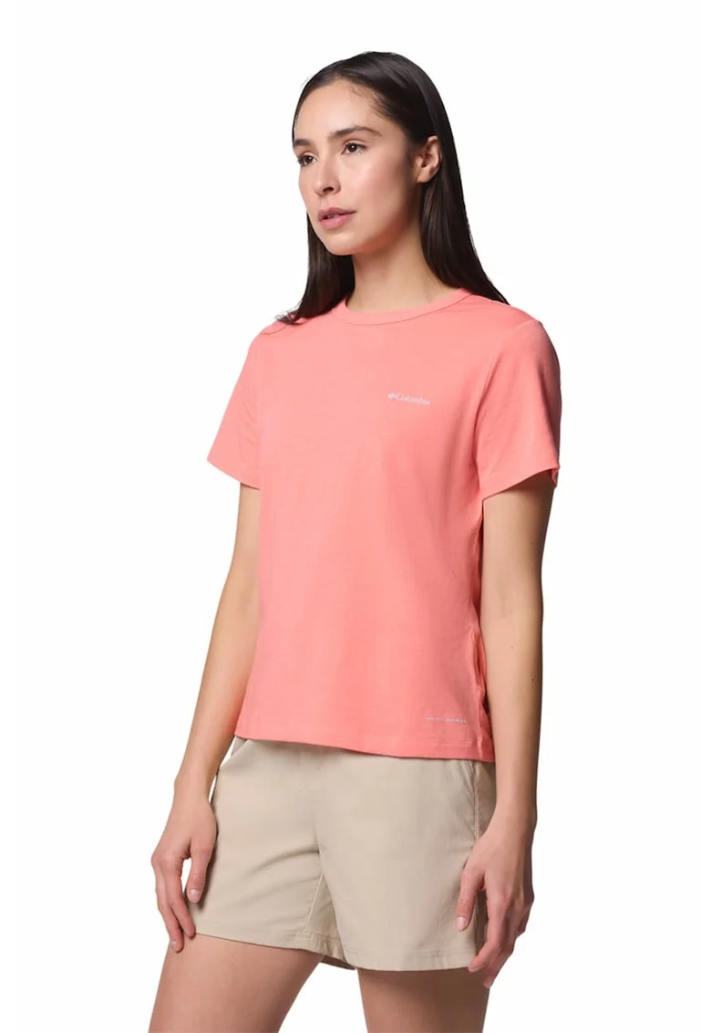 Tricou din amestec de bumbac pentru trekking Sun Trek - Roz somon