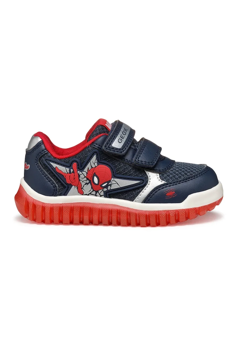 Pantofi sport cu velcro si Spider Man - Rosu/Bleumarin