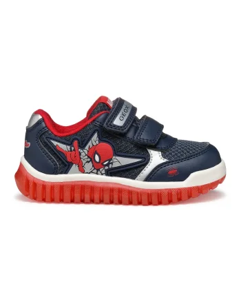 Pantofi sport cu velcro si Spider Man - Rosu/Bleumarin