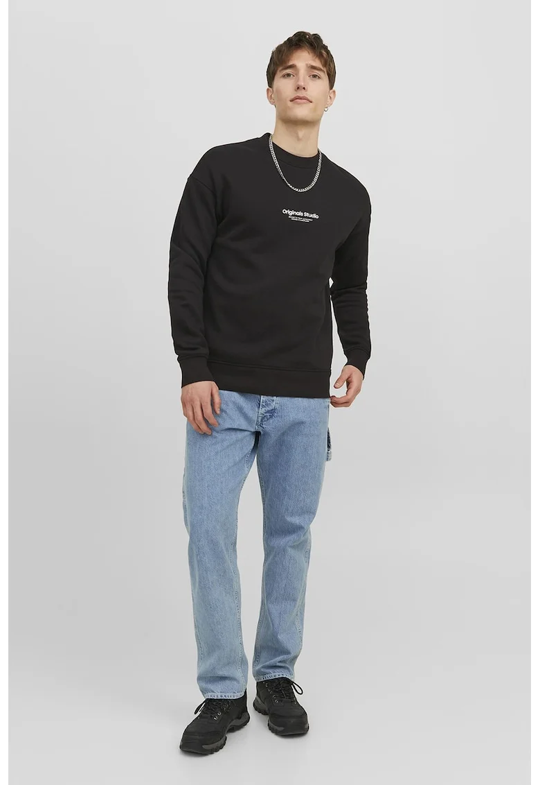 Bluza lejera de trening cu decolteu la baza gatului - Negru