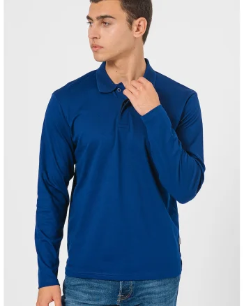 Bluza polo din amestec de bumbac organic - Albastru royal