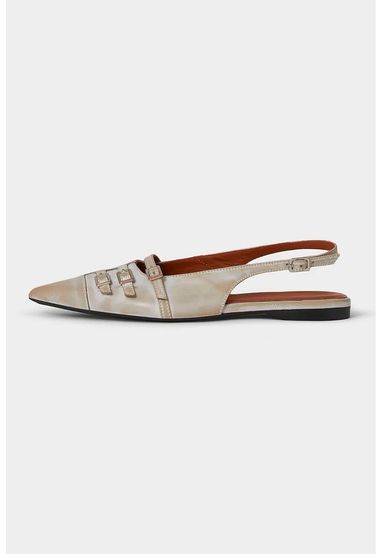 Balerini slingback din piele - Crem