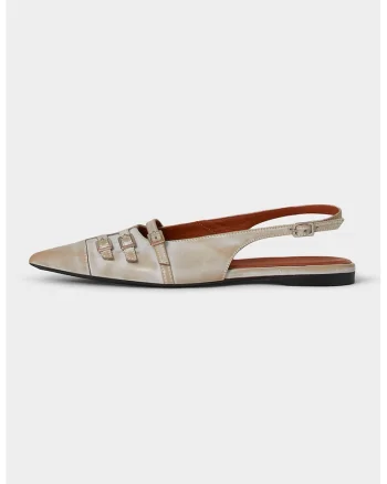 Balerini slingback din piele - Crem