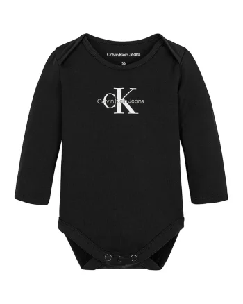 Body din amestec de bumbac organic cu imprimeu logo - Negru