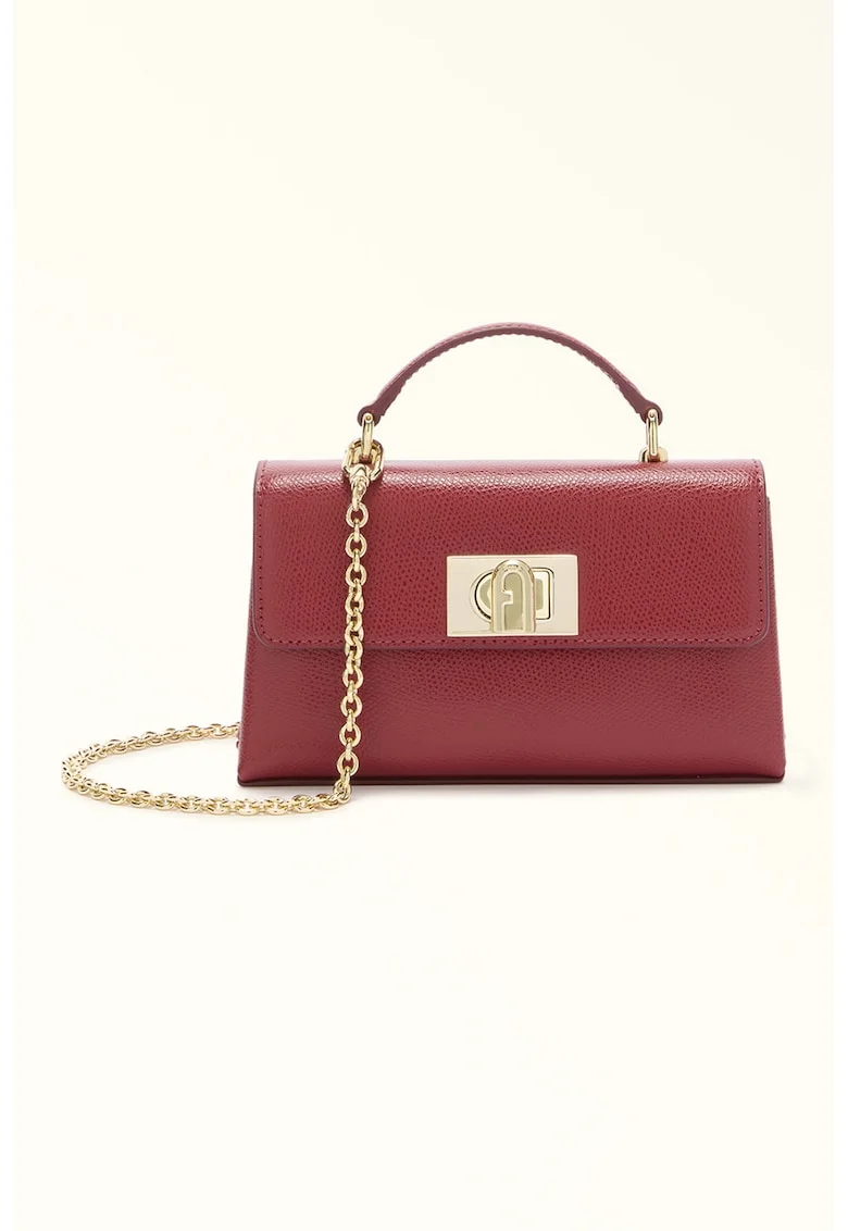 Geanta crossbody din piele cu bareta din lant si clapa 1927 - Rosu stins