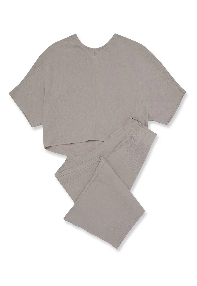Pijama dama  Fave - verde - bumbac 100% - maneci 3/4 - design elegant - set