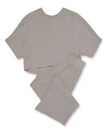 Pijama dama  Fave - verde - bumbac 100% - maneci 3/4 - design elegant - set