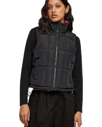 Vesta reversibila cu guler inalt - Negru/Fucsia