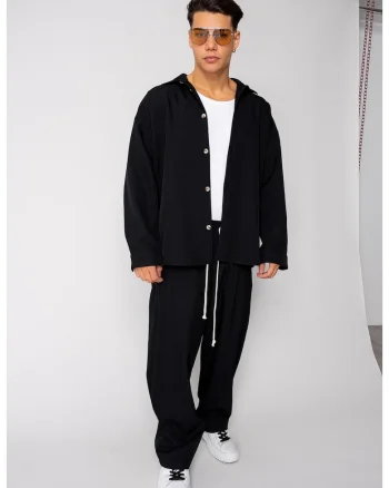 Set Oversized Camasa si pantalon lung Black 18754 - Negru