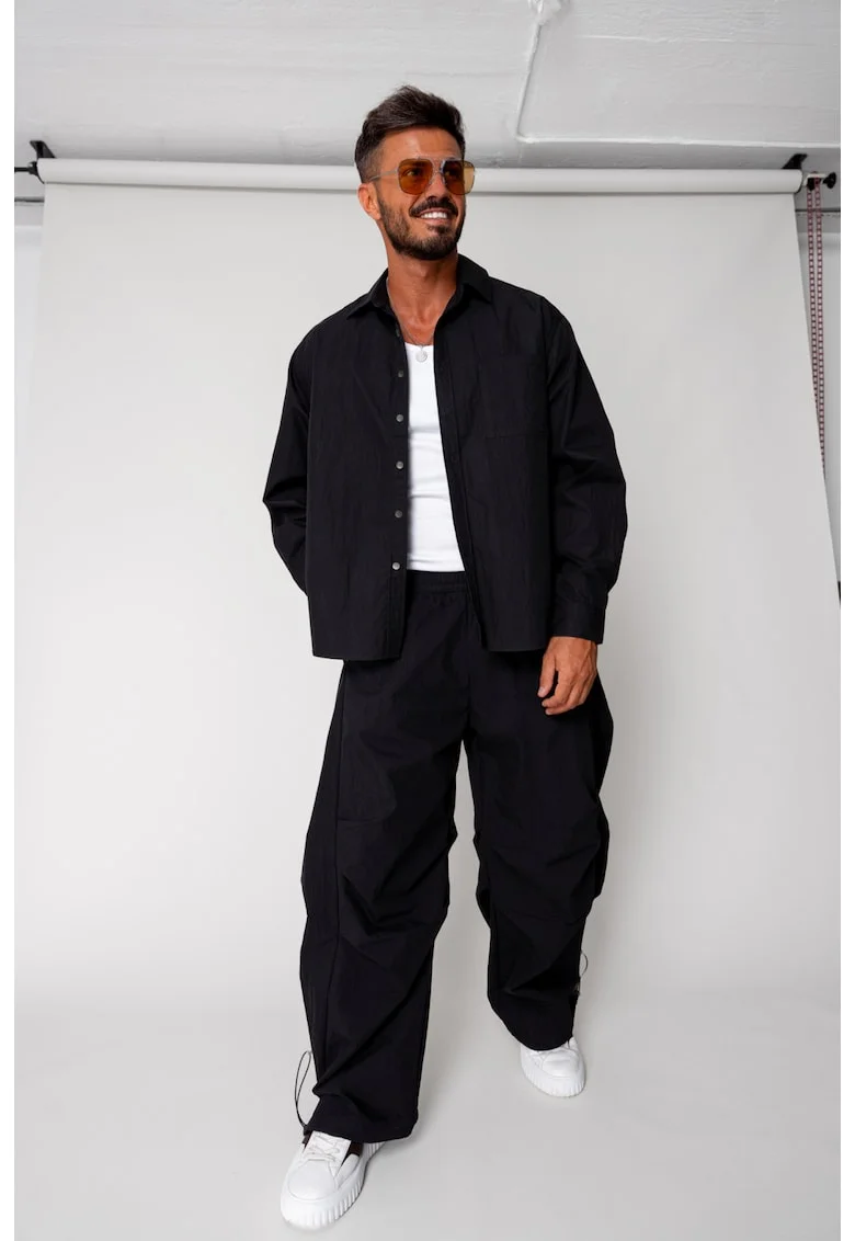 Set Super Oversized Camasa si pantalon lung Black 18334 - Negru