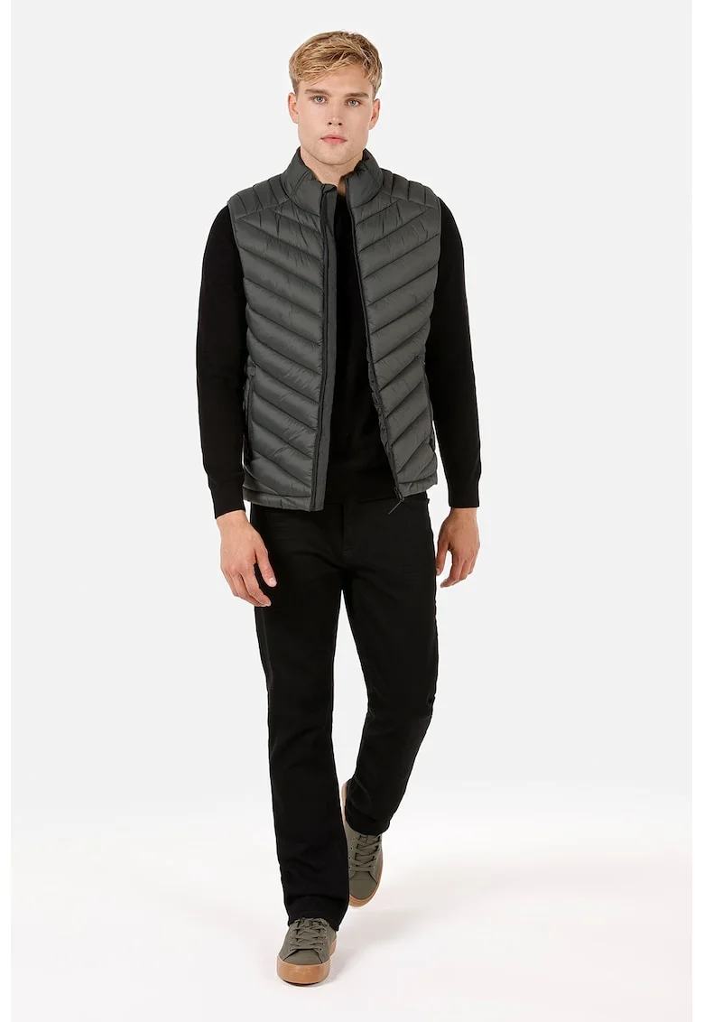Vesta slim-fit cu fermoar - Kaki