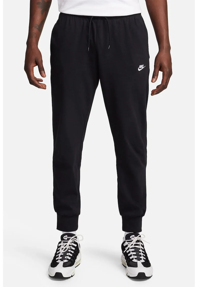 Pantaloni de trening cu talie medie si snur in talie - Negru
