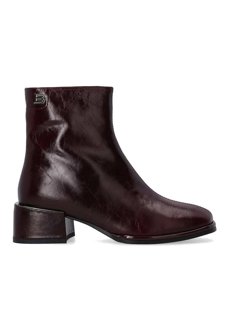 Botine din piele cu toc masiv
