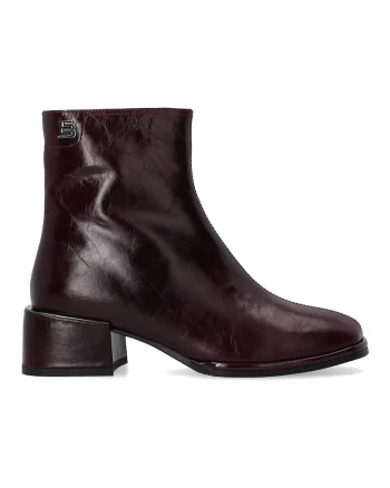 Botine din piele cu toc masiv