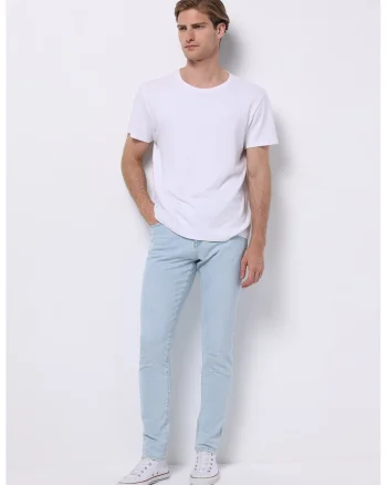 Blugi slim-fit cu model uni - Albastru deschis