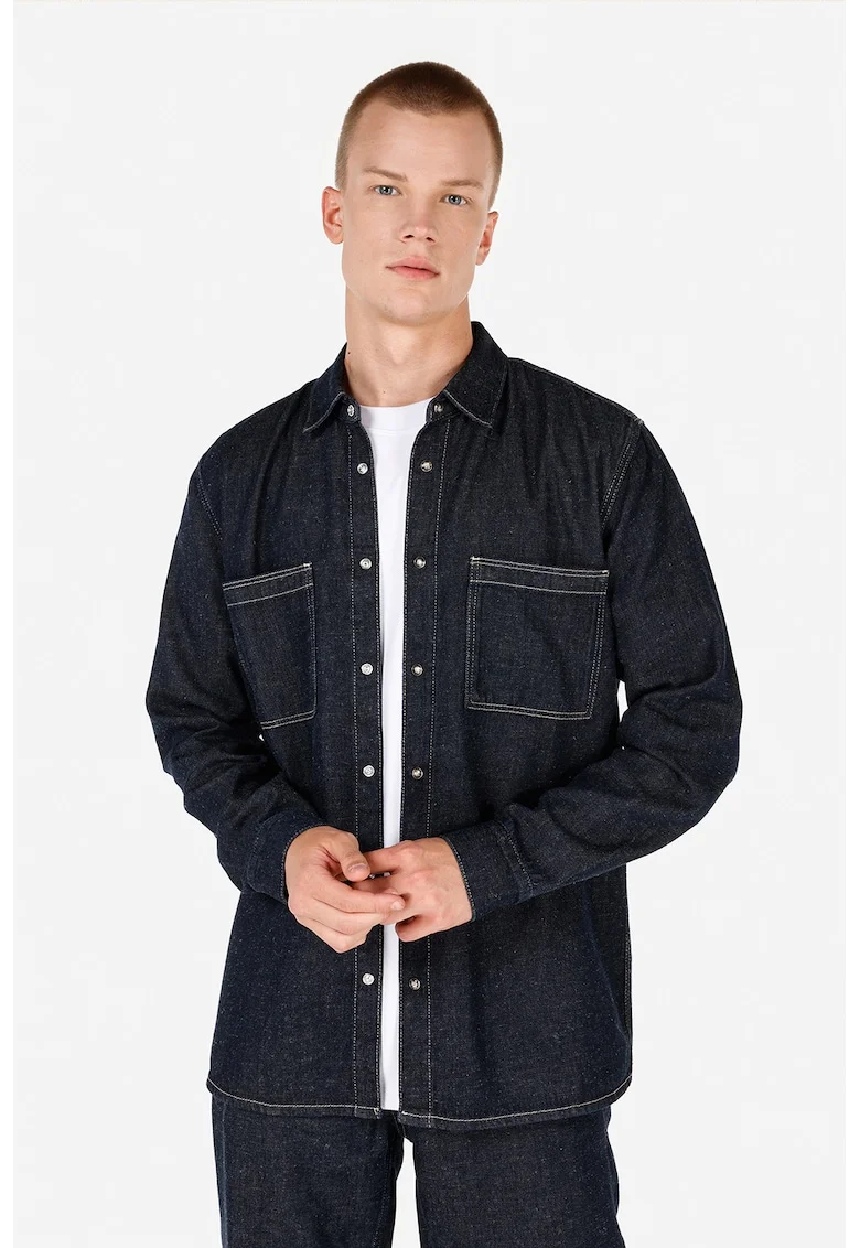 Camasa din denim si amestec de lyocell - Negru stins