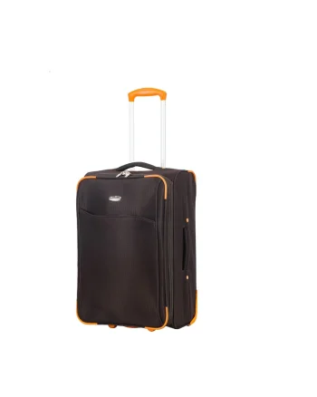 Troler mediu extensibil  SW233 - 62x39.5x22.5 cm - +30% capacitate - bagaj de cala - poliester - 2 roti - maro