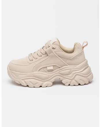 Pantofi sport din piele ecologica cu talpa masiva Galactica - Crem