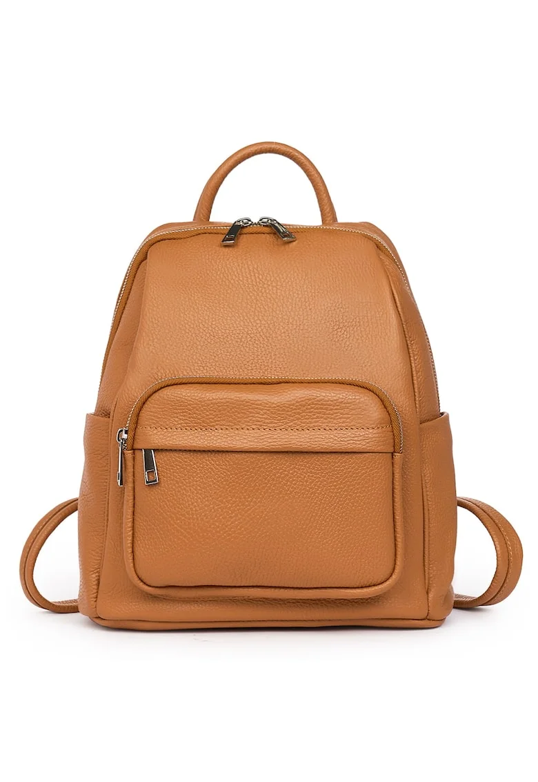 Rucsac din piele naturala - Vicenzo - 28x25x12cm - Coniac