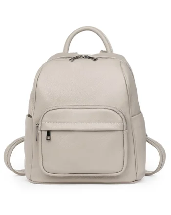 Rucsac din piele naturala - Vicenzo - 28x25x12cm - Gri