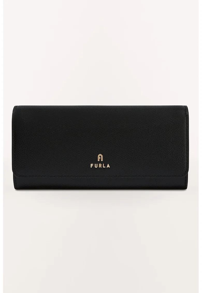 Portofel din piele cu inchidere cu clapa Camelia Continental - Negru