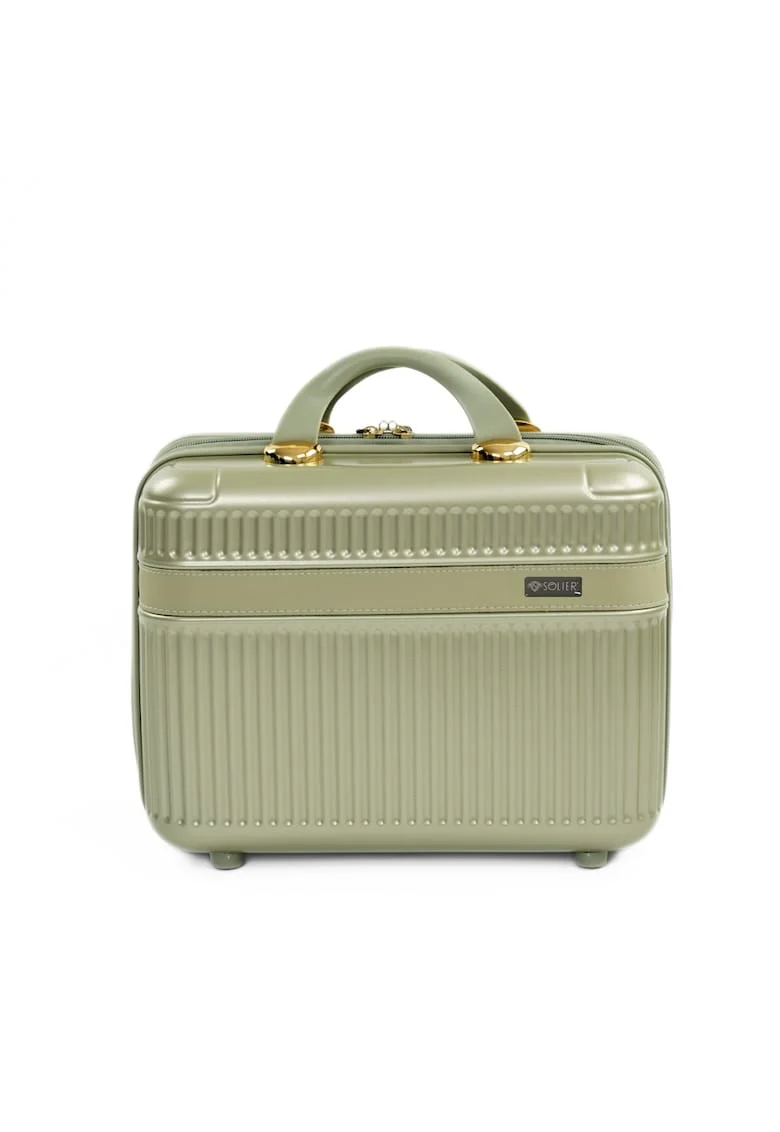 Geanta Solier tip cufar de voiaj 14" ABS dur – bagaj de mana cabina - verde salvie