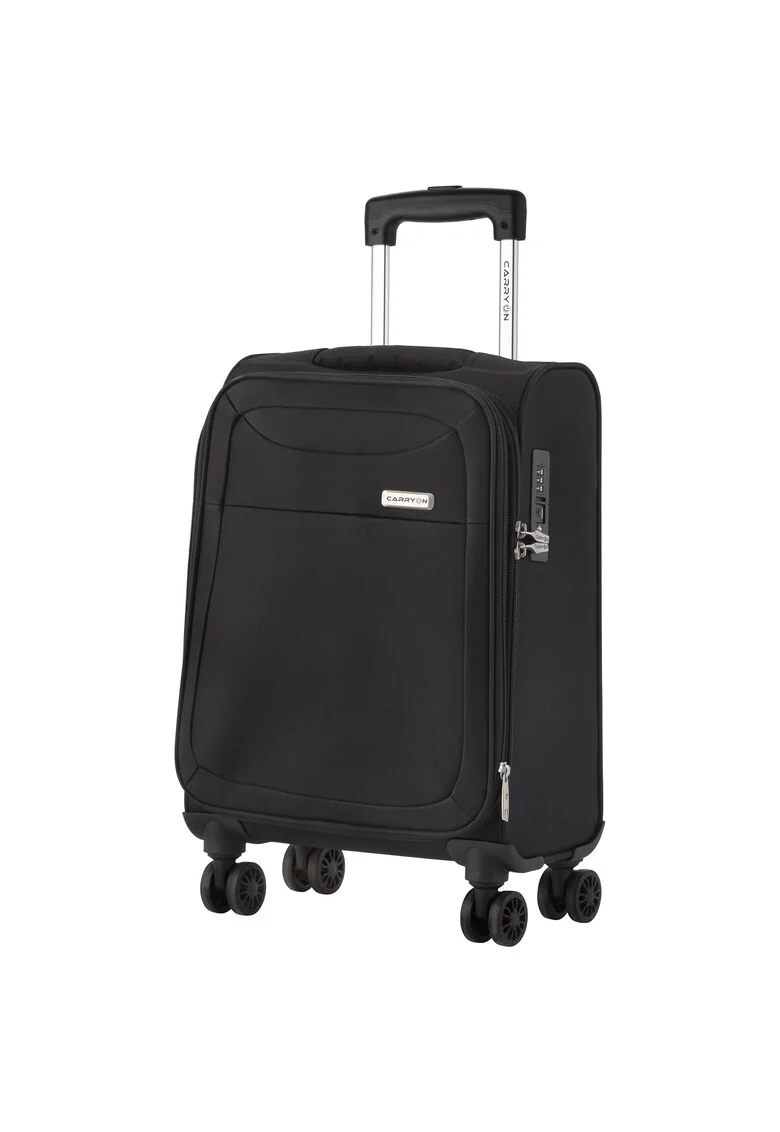 Troler de cabina extensibil  Air - bagaj de mana - 55x35x20 cm - poliester - +20% capacitate - 2.3 kg - negru - 55 cm