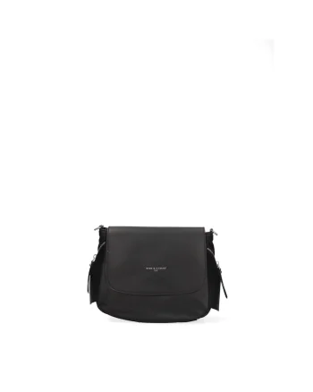 Geanta crossbody din piele cu model uni si clapa