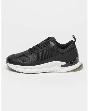 Pantofi sport cu insertii din material textil - Negru