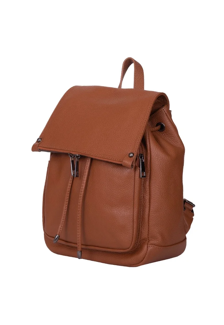 Rucsac piele naturala Jimmy verde - Coniac