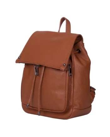 Rucsac piele naturala Jimmy verde - Coniac