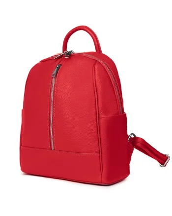 Rucsac din piele naturala Silvio - Rosu