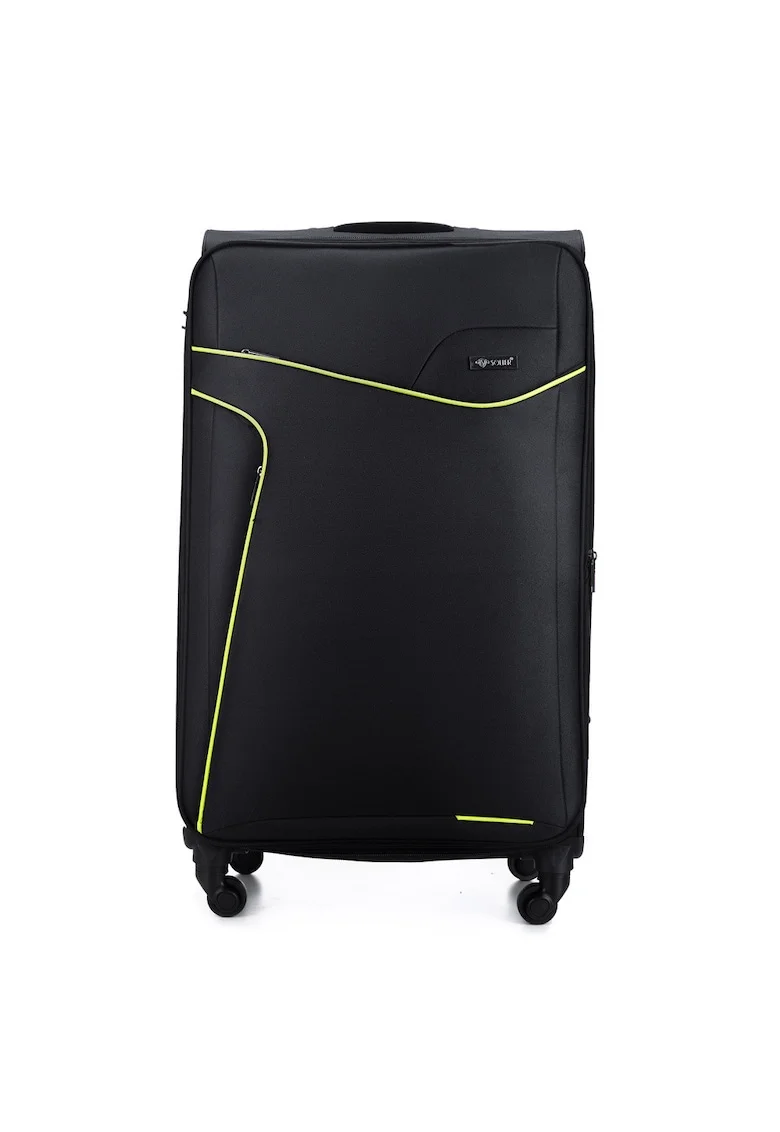 Valiza de voiaj textila mare L 26"  STL1651 negru-verde